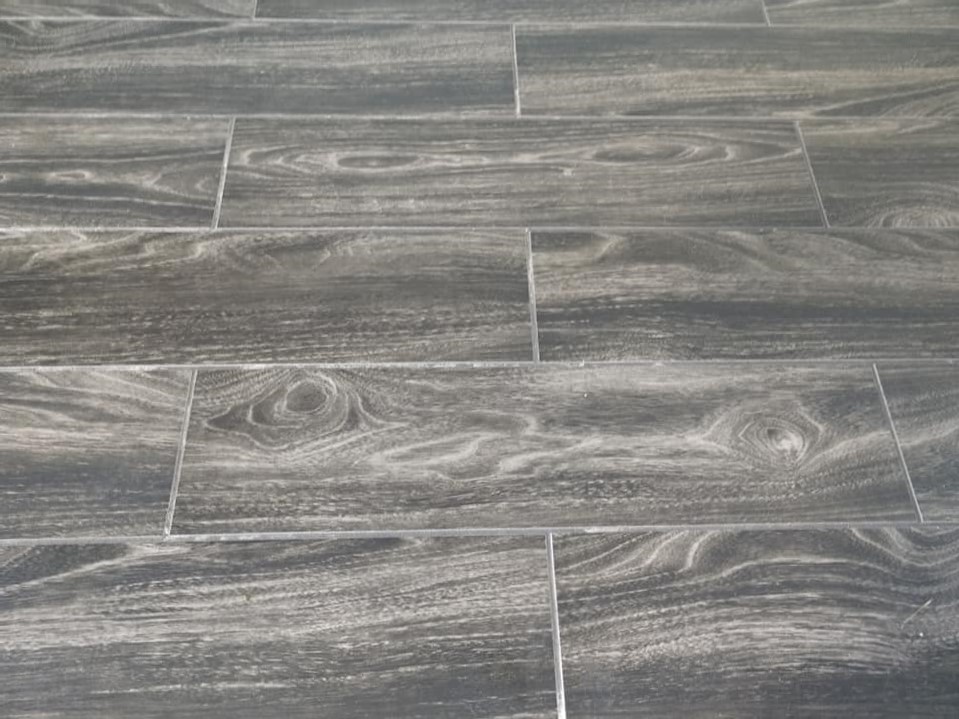 wood-grained, ceramic tile, plank, floor tile, brown, tight grout joints